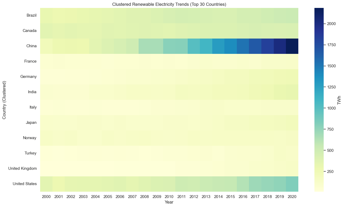 The leading countries follow distinct renewable-electricity paths, which is more informative than a single ranking.